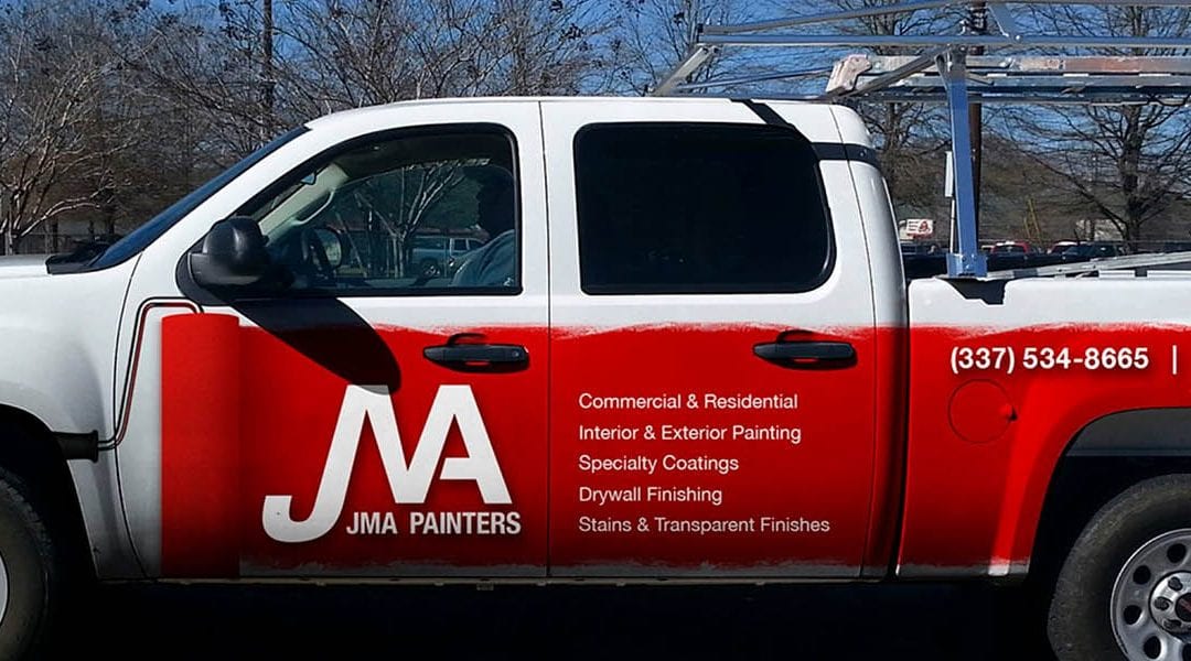 logo: JMA Painters Truck, commercial paint contractors